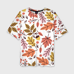Женская футболка оверсайз Осенний паттерн - листья