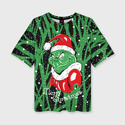 Футболка оверсайз женская Santa Claus, Grinch - Christmas thief, цвет: 3D-принт