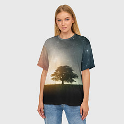 Футболка оверсайз женская Раскидистое дерево на фоне звёздного неба, цвет: 3D-принт — фото 2