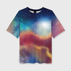 Женская футболка оверсайз Многогранное космическое пространство - яркая звез