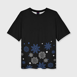 Женская футболка оверсайз Снежинки - Новогодние