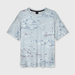 Женская футболка оверсайз Полёт птиц ласточек