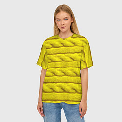 Футболка оверсайз женская Жёлтый свитер - Осень-Зима 2028, цвет: 3D-принт — фото 2