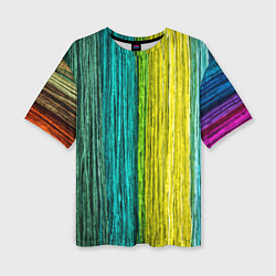 Женская футболка оверсайз Разноцветные полосы материала