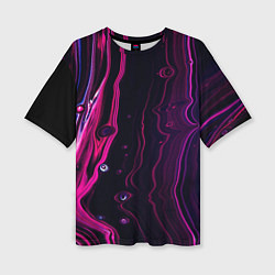 Женская футболка оверсайз Фиолетовые линии песка во тьме