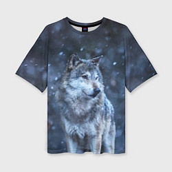 Женская футболка оверсайз Лесной волк