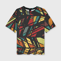 Женская футболка оверсайз Абстракция в разноцветных линиях