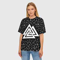 Футболка оверсайз женская Valknut runes pattern, цвет: 3D-принт — фото 2