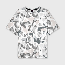 Женская футболка оверсайз Абстрактный пятнистый узор Камуфляж зимний