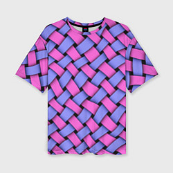 Женская футболка оверсайз Фиолетово-сиреневая плетёнка - оптическая иллюзия