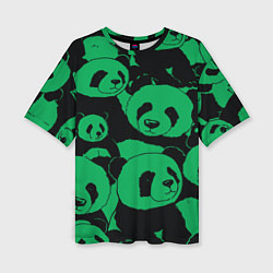 Футболка оверсайз женская Panda green pattern, цвет: 3D-принт
