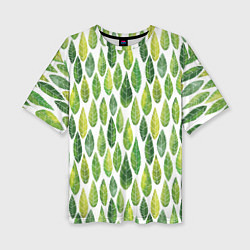 Женская футболка оверсайз Акварельные листья