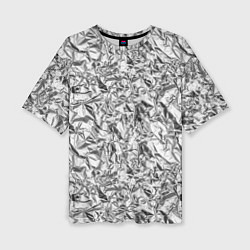 Женская футболка оверсайз Текстура мятой алюминиевой фольги