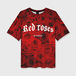 Женская футболка оверсайз Красный розы