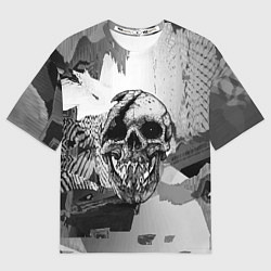 Футболка оверсайз женская Череп монстра - fangs - glitch, цвет: 3D-принт