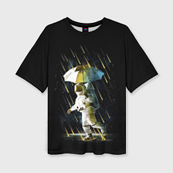 Женская футболка оверсайз Прогулка под метеорами