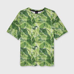 Женская футболка оверсайз Милитари листья крупные