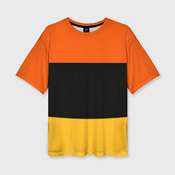 Футболка оверсайз женская Полосатый оранжевый с черной и белой полосой, цвет: 3D-принт