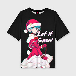 Женская футболка оверсайз Новогодняя аниме девочка Аянами