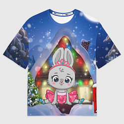 Футболка оверсайз женская Зайка на шпагате, цвет: 3D-принт