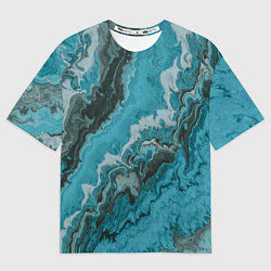Футболка оверсайз женская Тёмно-синие разливающиеся краски, цвет: 3D-принт