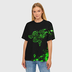 Футболка оверсайз женская Razer брызги, цвет: 3D-принт — фото 2