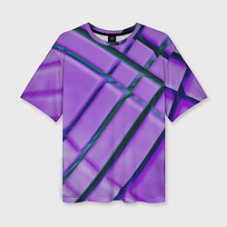 Женская футболка оверсайз Фиолетовый фон и тёмные линии