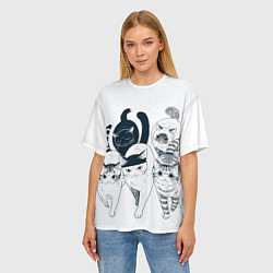 Футболка оверсайз женская Любопытные кошки, цвет: 3D-принт — фото 2