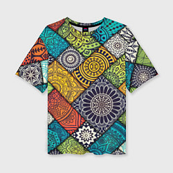 Женская футболка оверсайз Patterned mosaic