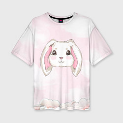 Женская футболка оверсайз Милый белый кролик