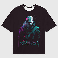 Женская футболка оверсайз Ведьмак в неоновом стиле