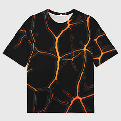 Футболка оверсайз женская Оранжевые трещины, цвет: 3D-принт