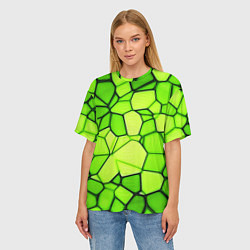Футболка оверсайз женская Неоновые салатовые осколки, цвет: 3D-принт — фото 2