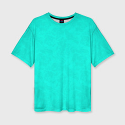 Женская футболка оверсайз Яркий бирюзовый текстурированный