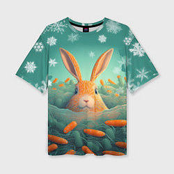 Футболка оверсайз женская Кролик в море моркови, цвет: 3D-принт