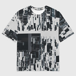Футболка оверсайз женская Геометрическое множество объёмных чёрно-белых фигу, цвет: 3D-принт