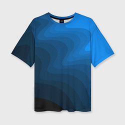Женская футболка оверсайз Абстрактный темно синий узор волны