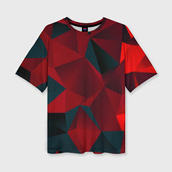 Женская футболка оверсайз Битва кубов красный и черный