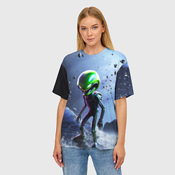 Футболка оверсайз женская Alien during a space storm, цвет: 3D-принт — фото 2