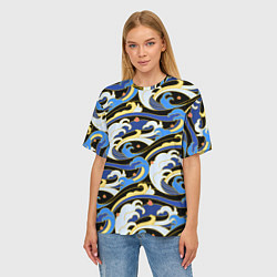 Футболка оверсайз женская Волна - паттерн - японский стиль, цвет: 3D-принт — фото 2