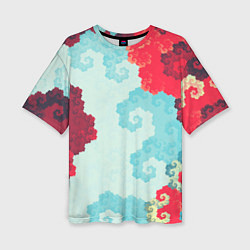 Женская футболка оверсайз Пиксельный цветочный паттерн