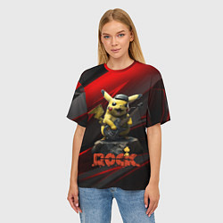 Футболка оверсайз женская Pikachu Rock style, цвет: 3D-принт — фото 2