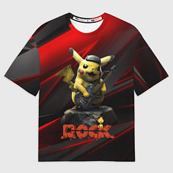 Женская футболка оверсайз Pikachu Rock style