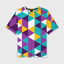 Женская футболка оверсайз Разноцветный ромбический паттерн