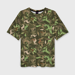 Женская футболка оверсайз Олени и дубовые листья - камуфляж
