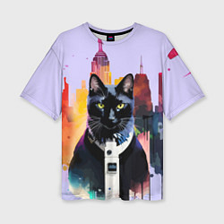 Футболка оверсайз женская Чёрный котяра в Нью-Йорке, цвет: 3D-принт