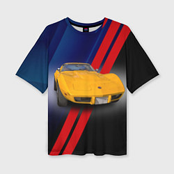 Женская футболка оверсайз Классический спорткар Chevrolet Corvette Stingray