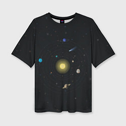 Женская футболка оверсайз Солнце и планеты