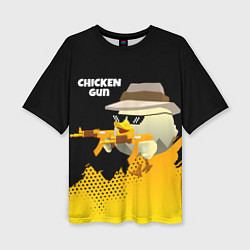 Женская футболка оверсайз Цыпленок с автоматом