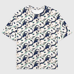 Футболка оверсайз женская Японский узор волн, цвет: 3D-принт